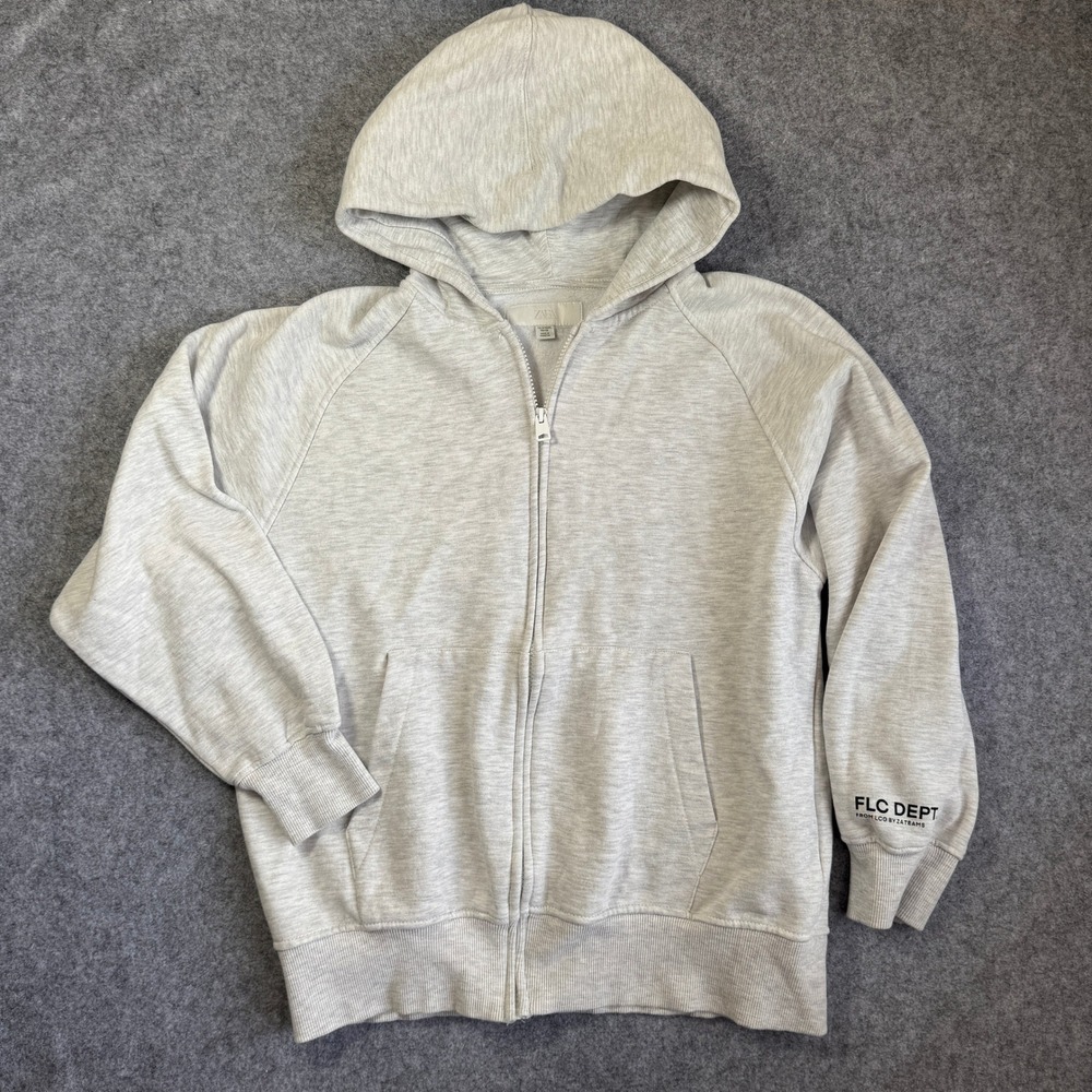 Zara Kids Unisex Full Zip Hoodie 13-14 Years Gray Heather Fleece Lined